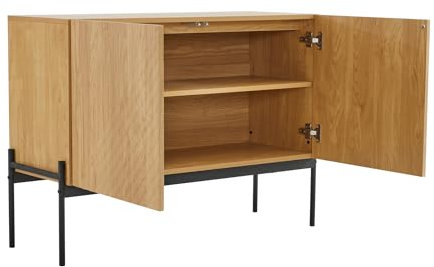 Generisch Sideboard mit 2 Türen und Metallbeinen, Buffet, Kommode mit Liniendesign, Maße: H 75 cm/B 100 cm/T 40 cm