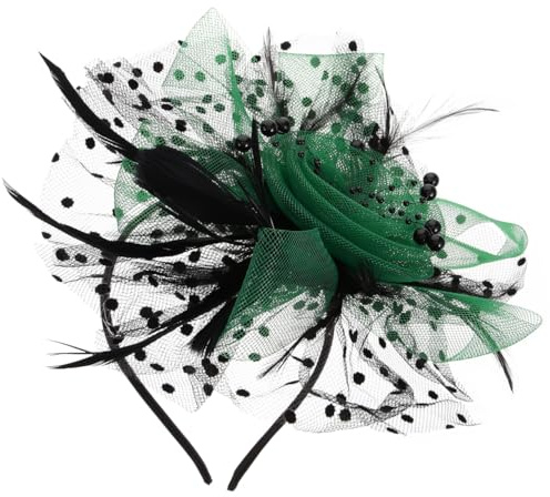 VALICLUD Fascinator Hat and Hair Accessory for Women Tea Party Headband Banquet Headdress Color Block Black Green