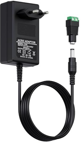 Adaptateur Secteur 12V 3A 36W Universel AC 100-240V 50/60Hz - Alimentation Électrique avec Câble 1,5m pour LED, CCTV, Routeur, Moniteurs (5.5x2.1mm)