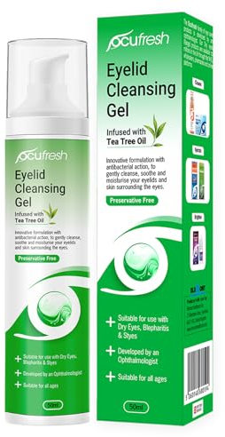 Ocufresh Eyelid Cleansing Gel with Tea Tree Oil – Hydraplus Technology for Long-Lasting Moisture - Antibacterial, Hydrating for Blepharitis, Styes – Natural, Preservative Free,for All Ages- 50ml