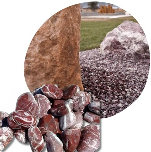V-PREMIUM SOLUTION Dekosteine Rot 4-8 cm 20 kg - Kieselsteine Deko Garden für Teich und Gabionen - Große Steine für Blumentöpfe, Vasen, Terrarium und Aquarium - Schöne Gartendeko Natur