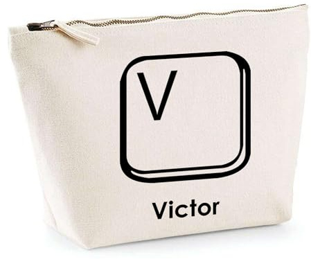 Planetee Trousse Victor Lettre Clavier - Pochette Toilette Maquillage - Idée Cadeau Prénom Informaticien Geek Gamer Anniversaire Oncle Parrain Beau Papa Collègue Départ Retraite Noël