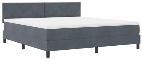 vidaXL Boxspringbett mit Matratze Dunkelgrau 180 x 200 cm Stoff, Moderner Schlafzimmer-Furnitur, Coole Samt-Bett, langlebige Schaum-Matratze, stylisch anpassbar für Guten Schlaf