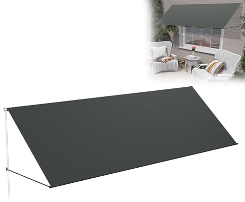 YRHome Markise Fallarmmarkise einziehbar 400x145 cm - Balkonmarkise & Sonnenschutz für Terrasse/Garten - Wetterfest mit UV-Schutz Inkl. Montagezubehör - Ideal für Fenster & Balkon (Anthrazit)