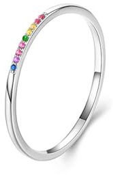 Skcess 9K Weißgold Verlobungsring Zirkonia, Eingelegte Steine Damen Ringe Größe 45 (14.3)