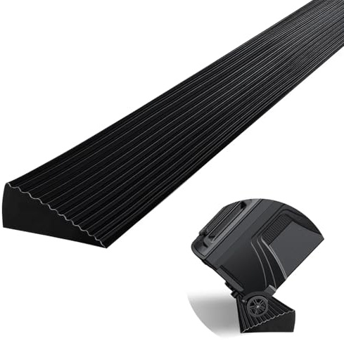 CUTIS Türschwellenrampe, 90x6.5x2.5CM Schwellenrampe, Rollstuhlrampe aus Vollgummi, rutschfeste Oberfläche, für Rollstuhl Rollator Saugroboter Kinderwagen (Schwarz)