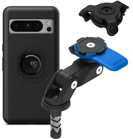 Quad Lock Fork Stem Motorcycle Phone Mount (V2) with MAG Phone Case and Vibration Dampener for Google Pixel 8 Pro