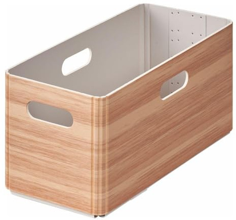 KiiNi Box S - Japanische Aufbewahrungsbox in Holzoptik (hellbraun) | by KING JIM: Faltbar und kombinierbar