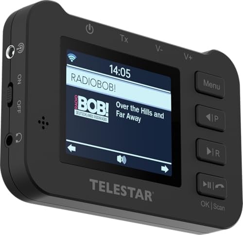 TELESTAR TOP CAR 2 – DAB+ Adapter für Autoradios, Akku – Schwarz | FM-Transmitter, Line-Out-Anschluss, Farbdisplay, Bluetooth Audio Streaming, Freisprecheinrichtung, microSD