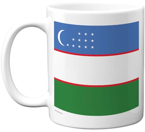 Stuff4 Uzbekistan Flag Mug, Bold Crescent and Stars Design | Patriotic Pride for Tea or Coffee, 11oz Ceramic Gloss Mug