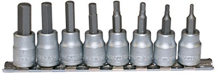 Teng M3811 40758 3/8-inch Socket Clip Rail AF Hex Set Drive (8 Pieces)