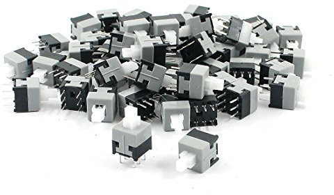 sourcing map 55pcs 6 pines DPDT Latching Power Micro interruptores de botón pulsador 8.5x.8.5mm