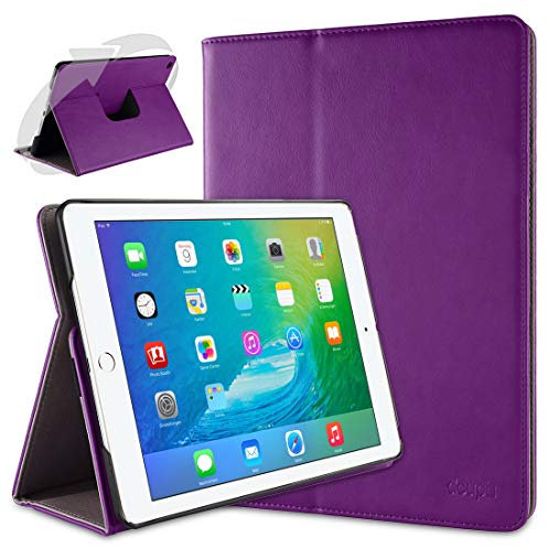 doupi Deluxe Protección Funda para iPad Air 2, Smart Sleep/Wake Up función 360 Grados giratoria del Caso del Soporte Bolsa, Morado