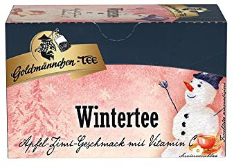 Goldmännchen Tee Wintertee Apfel-Zimt – aromatisierter Früchtetee mit Vitamin C & fruchtig-würzigem Aroma | 20 einzeln kuvertierte Teebeutel für gemütliche Wintertage