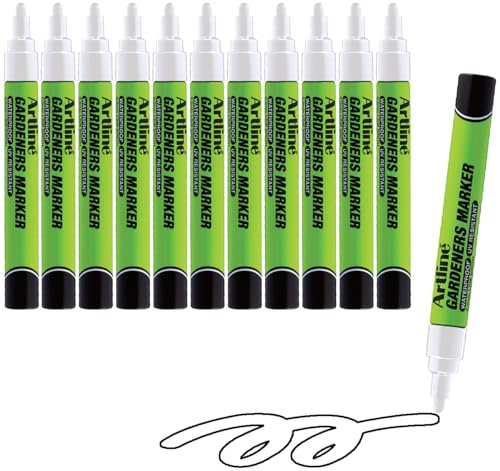 Artline Gardeners Permanent Markers | Professional Series | for Use On Plants, Labels, and More | UV Resistant | Waterproof | EKPR-GDM | 2.3mm Bullet Tip | Pack of 12 | White - Gardening