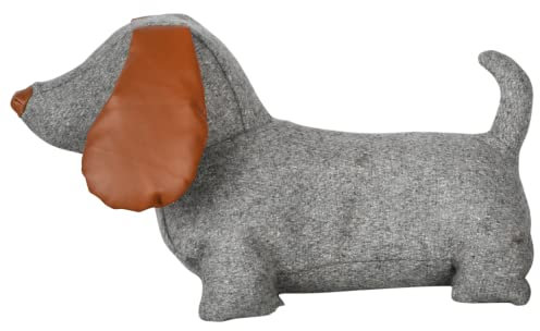 Esschert Design Türstopper Türpuffer Wandschutz Türhalter Hund Dackel grau Filz Stoff Lederoptik
