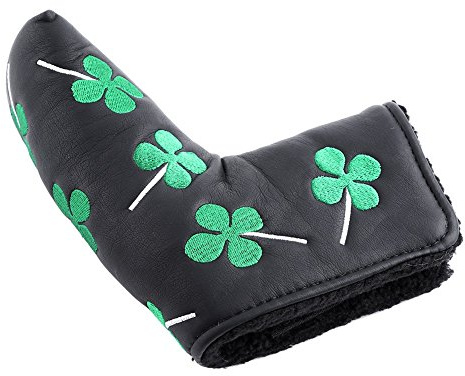 Nikou Putter Cover Clover Golf Headcover Blade Cover, Pu Four Leaf Accessorio per attività(Nero)