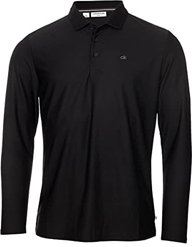 Calvin Klein Mens L/S Central Polo Shirt - Black - S