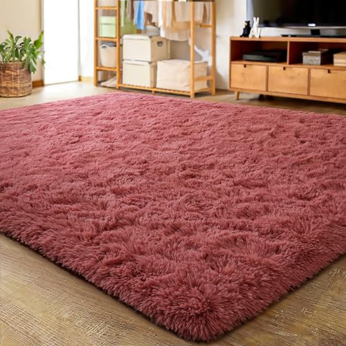 LOCHAS Petit tapis d'intérieur ultra doux et moderne, tapis pelucheux pour salon, chambre d'enfant, décoration d'intérieur, crèche, 1,8 x 2,7 m, rose poudré