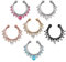 Dusenly Lot de 6 faux piercings de nez colorés avec strass pour septum