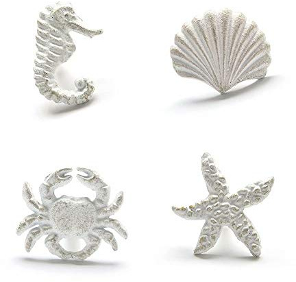 FBSHOP(TM) Ozean Türgriffe Knöpfe für Kommode Kleiderschrank, Distressed Gusseisen Strandthema Türgriffe Möbelknopf, Seepferdchen, Seesterne, Muscheln und Krabben, 4er Set