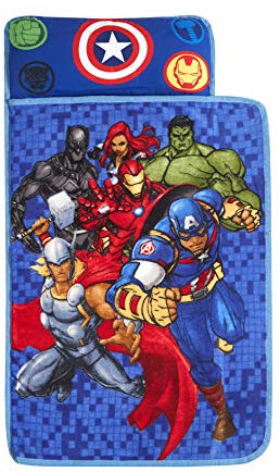 Idea Nuova Marvel Avengers Super Soft Toddler Quilted Nap Mat with Built in Pillow,26 x46, Multicolor