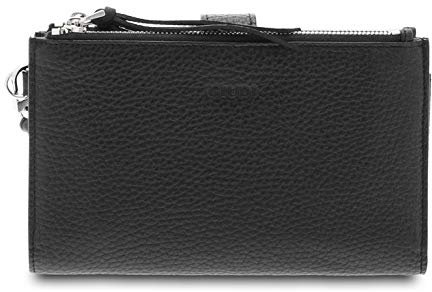 GIUDI ® - Damengeldbörse, Geldbörse für Damen, Kartenhalter, Echtleder, Kalbsleder, Dokumentenhalter, Made in Italy, Handyhalter., Schwarz , 11,00 x 18,00 x 3,00 cm