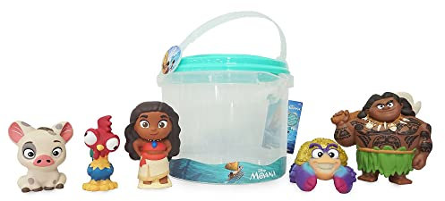 Disney Store Offizielles Badespielzeugset „Vaiana“, 5-teilig, enthält Figuren von Vaiana, Maui, Pua, Heihei und Tamatoa, Vaiana-Spielzeug mit Aufbewahrungseimer, geeignet ab 6 Monaten