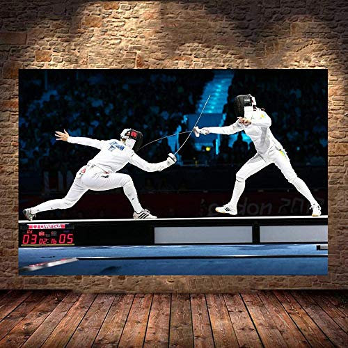CloudShang Fechten Sport Poster Fechten Sport Wanddekoration Inspirierende Poster Motivierende Wand Bilder Wohnzimmer Wandbild Home Gym Dekor D13208