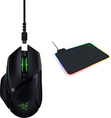 Razer Basilisk Ultimate ohne Ladestation - Kabellose Gaming Maus, Schwarz & Firefly V2 - Gaming-Mauspad mit mikrotexturierter Oberfläche und Chroma RGB-Beleuchtung, Schwarz