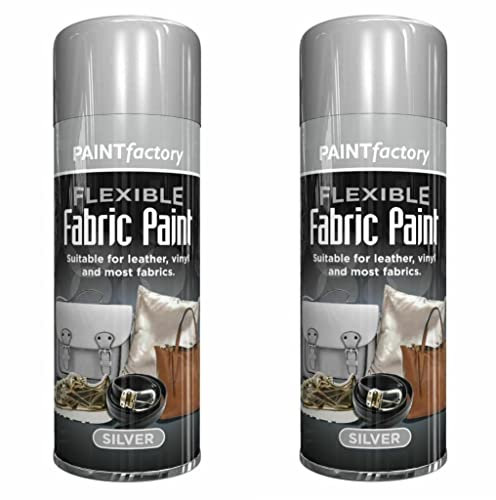 B&H New Flexible Fabric Spray Paint Leather Vinyl Textile Clothes Fast Drying 200ml Silver (2 x Spray Cans)