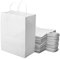 Lot de 50 Sacs Cabas Blanc en Papier Kraft avec Poignées -26 x 14 x 32 cm Sac de Courses/Emballage cadeau pour Anniversaire, Noël, Mariage...