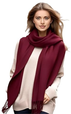 LA FERANI Kashmir Damenschal Poncho warm 180x70cm Wollschal Pferd Muster sanft Frauen Türkis Pashmina Umschlagtuch Umhang Kaschmir Schal (wein)