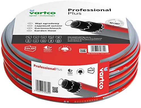 Vartco Professional Plus 6-lagiger Wasserschlauch Gartenschlauch Lebensmittelschlauch Torsion-Free System Gartenbewässerung Flexibel Flexischlauch UV-beständig 30 Bar (3/4 30m)