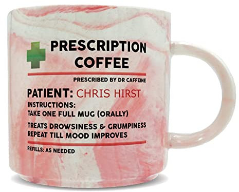 Hippowarehouse Personalised Name Coffee Prescription Printed Mug Various Colour Options Ceramic Cup Kitchenware 11oz