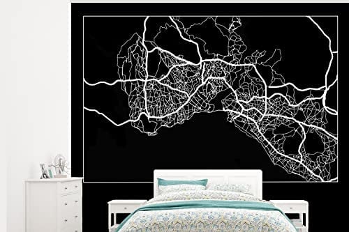 Selbstklebend Tapete Wandpapier Wandaufkleber Fototapete Tapeten Wanddeko 325x260 cm Stadtplan - Istanbul - Karte