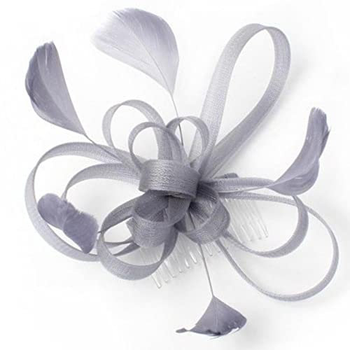Topkids Accessories Fascinator Haarspange Kamm – Hochzeit & Royal Ascot Fascinator für Frauen, Damen, Mädchen (Silber)