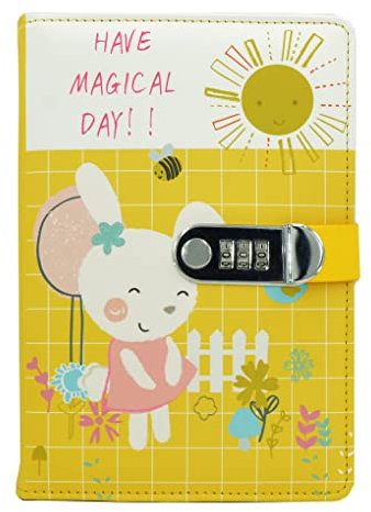 NectaRoy Locked Diary Planner Agenda(Cartoon Animals), A5 Travel Journal with Lock, PU Leather Password Cute Notebook for Office School Supplies Student Stationery Birthday Gift, 215x145mm
