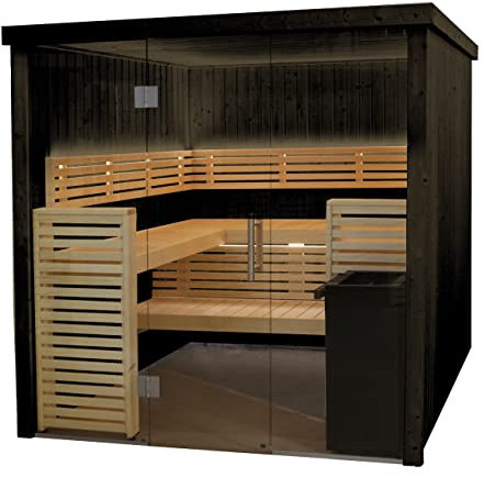 Harvia Fenix 2020S Sauna Saunakabine aus Fichte schwarz Indoor-Sauna 206 x 203 x 201 cm