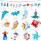 Rtteri 12 Pcs Christmas Glass Sea Life Ornaments Sea Animal Seahorse Decor with 1.3 Inch Rope Christmas Tree Hanging Ornaments for Beach Theme Wedding Home DIY Ocean Craft Project