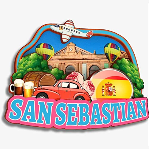 Kühlschrankmagnet San Sebastian Spanien, Holzkollektion, 3D-Holz, handgefertigt, Reise, Stadt, Souvenirs, Kühlschrankmagnet, Heimdekoration, Geschenk -662