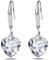 Orecchino da Donna in Argento Sterling 925 5A Rotondo Pera a Forma Quadrata con Zirconi Ciondola l'orecchino per la Signora Anniversario Regalo di San Valentino (Cuore - Trasparente)