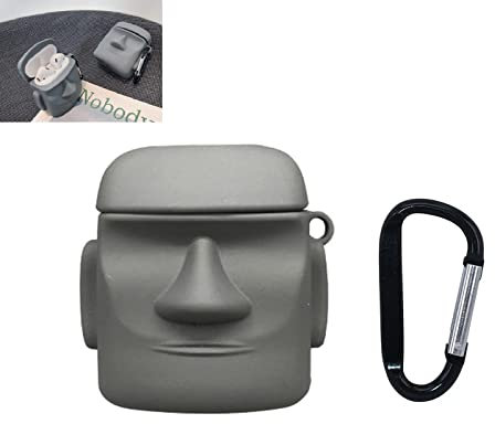AirPods Case Cover for AirPods (1st & 2nd Gen) - Silicone Protective Cover with Keychain (Black)