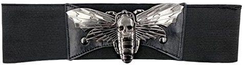 kreepsville 666 Death Moth Ceinture de Taille Gothique Alternative Serre Taille élastique, Noir