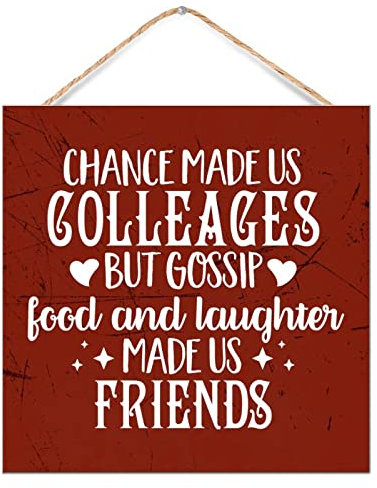 Chance Made Us Colleagues Lustiges rustikales Dekor Holzschilder inspirierende Arbeit Bestie Geschenke Weihnachtsgeschenke für Kollegen Freunde Schilder positives Holz Home Schild für Schlafzimmer
