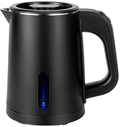 Wdcme Small Electric Tea Kettle Stainless Steel Portable 0.8L Electric Travel Coffee Kettle with Auto Shut Off and Boil Dry Protection, Black