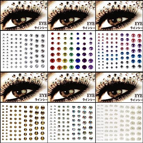 6 Blatter Gesicht Glitzersteine Festival Accessoires Nagel Augen Halloween Schminke Glitzer Steine Selbstklebend Aufkleben Festival Zubehör Damen Must Haves Face gems Hairgems Make UP