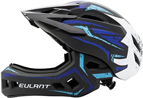 EULANT Casque Integral VTT pour Enfants,Casque Enfant avec Mentonniere pour Vélo BMX Moto Hoverboard,Poids Léger & Amovible