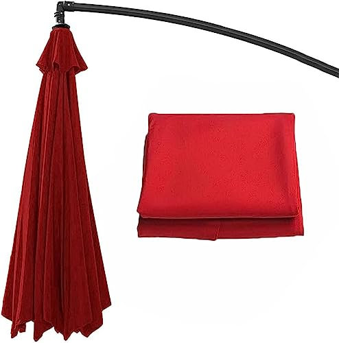 CORANRIKA Toile Parasol,Toile de Rechange pour Parasol, Rond Toile Parasol Déporté,Rouge
