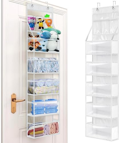 VERONLY Clear PVC Over The Door Hanging Organizer with Side Panels,Clear Hanging Pantry Storage with 3 Small Pockets,Sturdy & Large Door Organizer for Closet, Bedroom, Nursery, Bathroom and Sundries